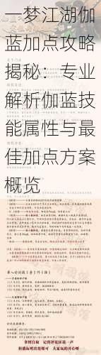 一夢江湖伽藍(lán)加點攻略揭秘